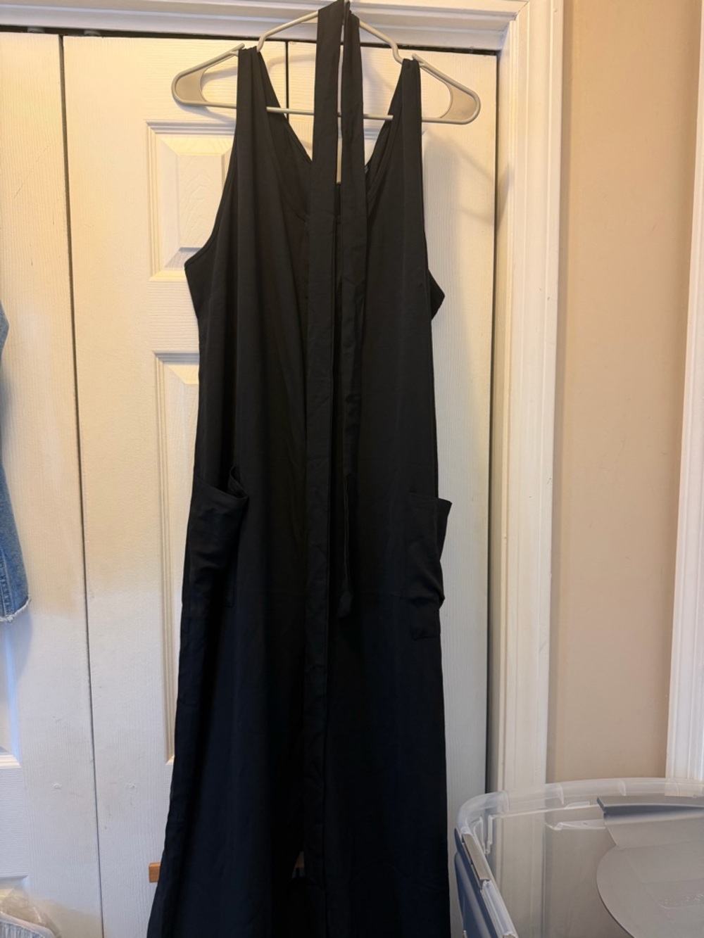 Black Sleeveless Jumpsuit with Front Pockets